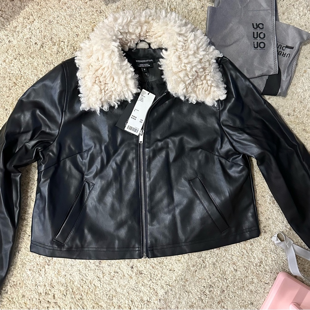 UO Wednesday Faux Leather Aviator Jacket
